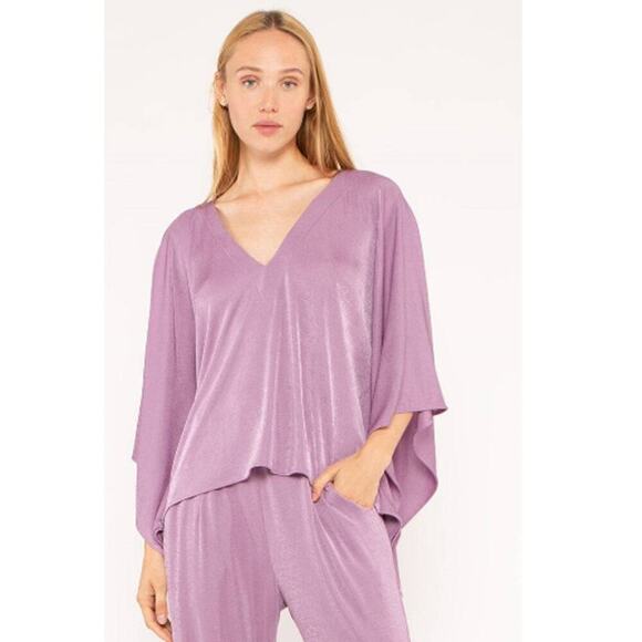 Ripley Rader Size 3/Medium Slinky Caftan Top Lavender Purple Knit V Neck Stretch - Picture 1 of 10